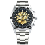 WINNER Official Automatic GOLD Watch Men Steel Strap Skeleton Mechanical Skull Watches Top Brand Luxury Dropshipping Wholesale