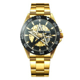 WINNER Official Automatic GOLD Watch Men Steel Strap Skeleton Mechanical Skull Watches Top Brand Luxury Dropshipping Wholesale