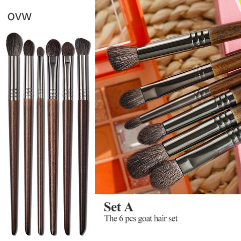 OVW Cosmetic 2/6 pcs Ultra Soft Goat Hair Makeup Eye Shadow Brush Set Tool trucchi pennelli Tapered Blender Diffuse Kit Crease