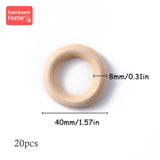 70/55/50/40mm Wood Teether Ring Smooth Surface Natural Wooden Rodent Baby Teething Ring Toy DIY Making BPA Free Baby Teether Toy