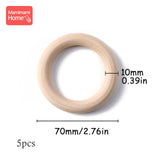 70/55/50/40mm Wood Teether Ring Smooth Surface Natural Wooden Rodent Baby Teething Ring Toy DIY Making BPA Free Baby Teether Toy