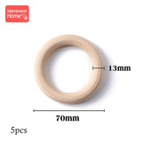 70/55/50/40mm Wood Teether Ring Smooth Surface Natural Wooden Rodent Baby Teething Ring Toy DIY Making BPA Free Baby Teether Toy