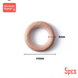 70/55/50/40mm Wood Teether Ring Smooth Surface Natural Wooden Rodent Baby Teething Ring Toy DIY Making BPA Free Baby Teether Toy