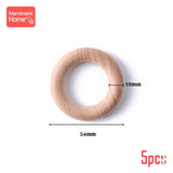 70/55/50/40mm Wood Teether Ring Smooth Surface Natural Wooden Rodent Baby Teething Ring Toy DIY Making BPA Free Baby Teether Toy