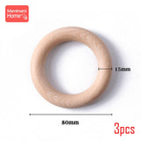 70/55/50/40mm Wood Teether Ring Smooth Surface Natural Wooden Rodent Baby Teething Ring Toy DIY Making BPA Free Baby Teether Toy