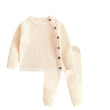Baby Boy Girl Clothes Sets Autumn Winter Solid Newborn Baby Girl Clothing Long Sleeve Tops + Pants Outfits Casual Baby Pajamas