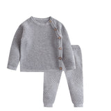Baby Boy Girl Clothes Sets Autumn Winter Solid Newborn Baby Girl Clothing Long Sleeve Tops + Pants Outfits Casual Baby Pajamas