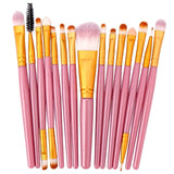 Lemoda Makeup Brushes Set 15pcs Eyebrow Highlighter Powder Foundation Eye Shadow Brush Cosmetics Professional Makeup Brush