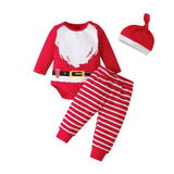 Lovely Kids Baby Girl Boy My First Christmas Letter Romper Pant Hat Outfits Xmas Set Autumn Clothing