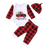 Lovely Kids Baby Girl Boy My First Christmas Letter Romper Pant Hat Outfits Xmas Set Autumn Clothing