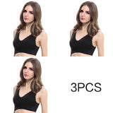 3pcs/set Push Up Bras for Women Lace Solid Color Cross Side Buckle Wireless Plus Size Women Sleep Bra Soft Bralette Top
