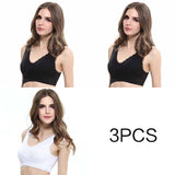 3pcs/set Push Up Bras for Women Lace Solid Color Cross Side Buckle Wireless Plus Size Women Sleep Bra Soft Bralette Top