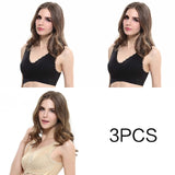 3pcs/set Push Up Bras for Women Lace Solid Color Cross Side Buckle Wireless Plus Size Women Sleep Bra Soft Bralette Top