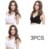 3pcs/set Push Up Bras for Women Lace Solid Color Cross Side Buckle Wireless Plus Size Women Sleep Bra Soft Bralette Top