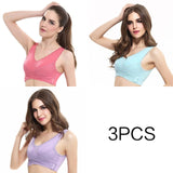 3pcs/set Push Up Bras for Women Lace Solid Color Cross Side Buckle Wireless Plus Size Women Sleep Bra Soft Bralette Top