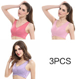 3pcs/set Push Up Bras for Women Lace Solid Color Cross Side Buckle Wireless Plus Size Women Sleep Bra Soft Bralette Top
