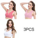 3pcs/set Push Up Bras for Women Lace Solid Color Cross Side Buckle Wireless Plus Size Women Sleep Bra Soft Bralette Top