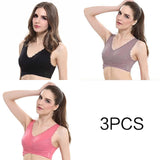 3pcs/set Push Up Bras for Women Lace Solid Color Cross Side Buckle Wireless Plus Size Women Sleep Bra Soft Bralette Top