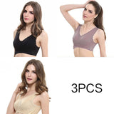 3pcs/set Push Up Bras for Women Lace Solid Color Cross Side Buckle Wireless Plus Size Women Sleep Bra Soft Bralette Top