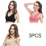 3pcs/set Push Up Bras for Women Lace Solid Color Cross Side Buckle Wireless Plus Size Women Sleep Bra Soft Bralette Top