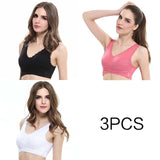 3pcs/set Push Up Bras for Women Lace Solid Color Cross Side Buckle Wireless Plus Size Women Sleep Bra Soft Bralette Top