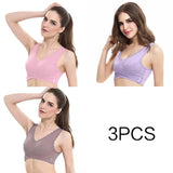 3pcs/set Push Up Bras for Women Lace Solid Color Cross Side Buckle Wireless Plus Size Women Sleep Bra Soft Bralette Top