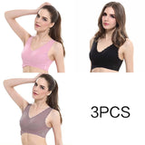 3pcs/set Push Up Bras for Women Lace Solid Color Cross Side Buckle Wireless Plus Size Women Sleep Bra Soft Bralette Top