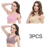 3pcs/set Push Up Bras for Women Lace Solid Color Cross Side Buckle Wireless Plus Size Women Sleep Bra Soft Bralette Top