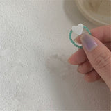 AOMU 2020 Fashion Crystal Beaded Rings Cute Minimalist Coloful Beads Geometric Stacked Fine Rings for Women Party Gift Jewelry