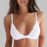 VRAIMMOI Sexy Lace Thin Triangle Bra For Women Wireless Lingerie Underwear Transparent Solid White/Black Bralette
