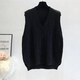 New Vest Women Solid Short Loose Trendy Korean Style Sleeveless Knitted V-Neck All-match Female Coats Simple Leisure Outwear