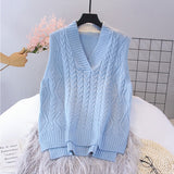 New Vest Women Solid Short Loose Trendy Korean Style Sleeveless Knitted V-Neck All-match Female Coats Simple Leisure Outwear