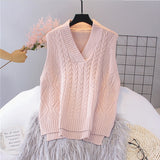 New Vest Women Solid Short Loose Trendy Korean Style Sleeveless Knitted V-Neck All-match Female Coats Simple Leisure Outwear