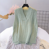 New Vest Women Solid Short Loose Trendy Korean Style Sleeveless Knitted V-Neck All-match Female Coats Simple Leisure Outwear