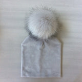 Autumn Winter Kids Girls Solid Velvet Hat With Pompon Baby Beanie Pompom Cap Children's Accessories