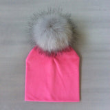Autumn Winter Kids Girls Solid Velvet Hat With Pompon Baby Beanie Pompom Cap Children's Accessories