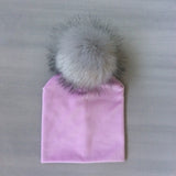 Autumn Winter Kids Girls Solid Velvet Hat With Pompon Baby Beanie Pompom Cap Children's Accessories