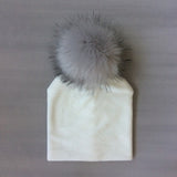Autumn Winter Kids Girls Solid Velvet Hat With Pompon Baby Beanie Pompom Cap Children's Accessories