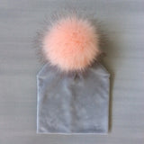 Autumn Winter Kids Girls Solid Velvet Hat With Pompon Baby Beanie Pompom Cap Children's Accessories
