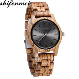 shifenmei Mens Watches Quartz Women Wooden Watch Couple Wristwatch Male Female Clock
