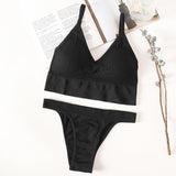 Women Bra Panties Set Sexy G-String Push Up Lingerie Seamless Active Bra Streetwear Padded Fitness Female Crop Top Underwear Set