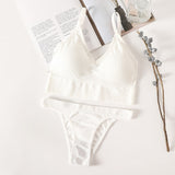 Women Bra Panties Set Sexy G-String Push Up Lingerie Seamless Active Bra Streetwear Padded Fitness Female Crop Top Underwear Set
