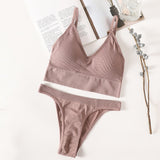 Women Bra Panties Set Sexy G-String Push Up Lingerie Seamless Active Bra Streetwear Padded Fitness Female Crop Top Underwear Set