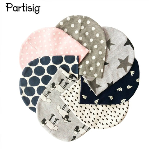 Autumn Winter Unisex Kids Printing Cotton Beanie Caps For Boys And Girls Heart Dot Baby Hats Bonnet Children's Accessories