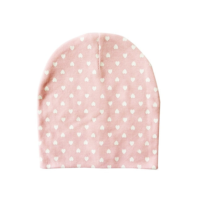 Autumn Winter Unisex Kids Printing Cotton Beanie Caps For Boys And Girls Heart Dot Baby Hats Bonnet Children's Accessories