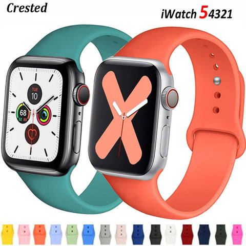 Silicone Strap For Apple Watch band 44mm 40mm 38mm 42mm Rubber belt correa wristband Sport bracelet iWatch serie 3 4 5 se 6 band