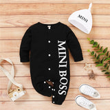 PatPat 2020 Hot Sale Autumn Winter Baby Boy MINI BOSS Baby Rompers with Hat Baby Girl Boy One Pieces Jumpsuits Baby Clothing