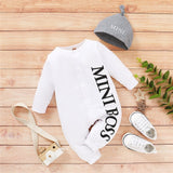 PatPat 2020 Hot Sale Autumn Winter Baby Boy MINI BOSS Baby Rompers with Hat Baby Girl Boy One Pieces Jumpsuits Baby Clothing
