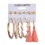 Hot Sale Fashion Bohemian Earrings Set For Women Round Geometric Drop Earring 2020 Pearl Earrings Set Female Fashion Jewelry