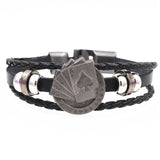 DGW Multilayer Bracelet Men Casual Fashion Braided Leather Bracelets For Women Wood Bead Bracelet Punk Rock Men Jewelry
